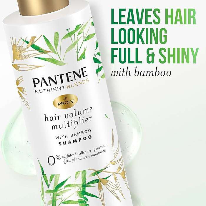 Pantene Sulfate Free Shampoo, Volumizing shampoo for fine or flat hair with Bamboo, Color Safe, 9.6 oz - Image 3