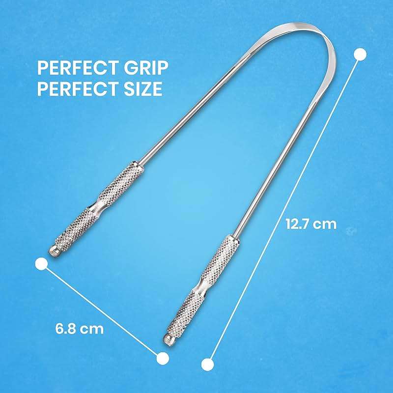Tongue Scraper for Adults by HOKIN (2Pcs Oral Care Pack) Stainless Steel Tongue Cleaners Reduce Bad Breath 100% Metal Tough Scrapers Men and Women Hygiene Product - Image 7