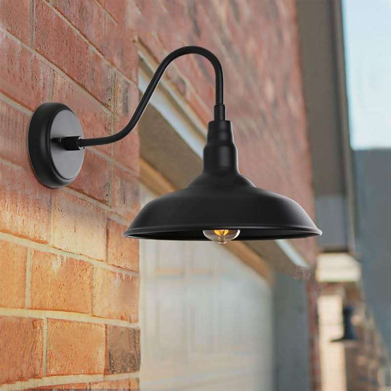 GOALPLUS 10in. Gooseneck Barn Light 6 Pack Farmhouse Wall Mount Light Fixture Exterior Waterproof Black Industrial Wall Sconce for Porch, Garage, Patio and Doorway, E26, LM2201-6P - Image 4