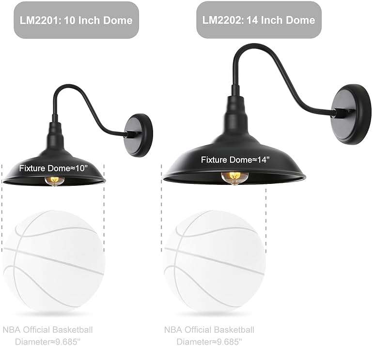 GOALPLUS 10in. Gooseneck Barn Light 6 Pack Farmhouse Wall Mount Light Fixture Exterior Waterproof Black Industrial Wall Sconce for Porch, Garage, Patio and Doorway, E26, LM2201-6P - Image 8