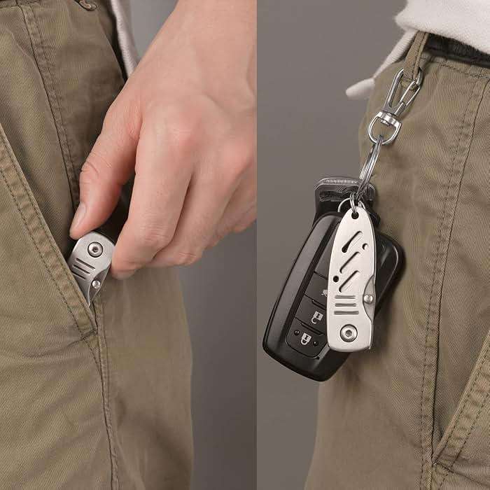 BARRYSAIL Gift for Dad Mini Keychain Knife, 2pcs Small Folding Pocket Knives with Liner Lock, 1.6 Inch Blade, Every Day Carry Tool for Men & Women (Silver) - Image 2