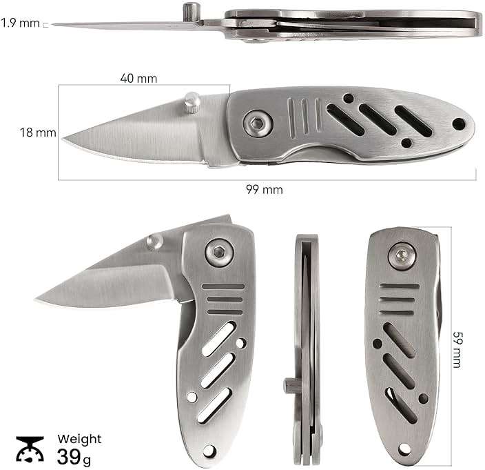 BARRYSAIL Gift for Dad Mini Keychain Knife, 2pcs Small Folding Pocket Knives with Liner Lock, 1.6 Inch Blade, Every Day Carry Tool for Men & Women (Silver) - Image 3