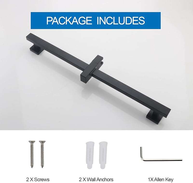 BANGPU Bathroom Shower Slide Bar, Adjustable Handheld Shower Holder Wall Mount Shower Bar Stainless Steel, Matte Black Square Slide Bar - Image 8