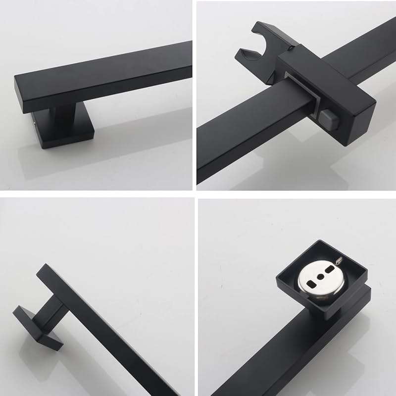 BANGPU Bathroom Shower Slide Bar, Adjustable Handheld Shower Holder Wall Mount Shower Bar Stainless Steel, Matte Black Square Slide Bar - Image 9