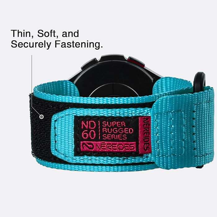 Nereides 20mm Watch Band Compatible with Samsung Galaxy Watch 7 6 5 4 FE/ 6 4 Classic/ 5 Pro/ Active, Nylon Quick Release Strap for Garmin Vivoactive 6 5 3/ Forerunner 645 55 245 165 (Blue, L) - Image 6