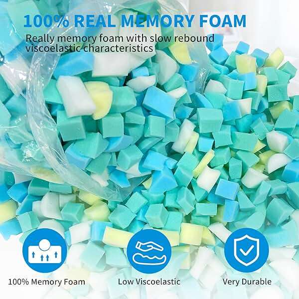 Bean Bag Filler, 10lbs Shredded Memory Foam Stuffing, Filling & Refill for Bean Bag Chairs, Couch Cushions, Punching Bags, Pillows, Sofas, Dog Beds, Multi Color & Shape - Image 2