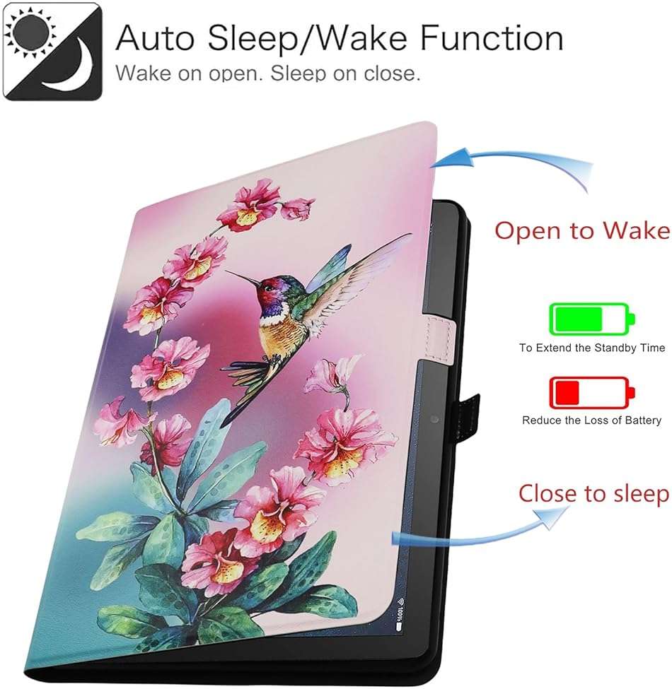 Viclowlpfe Amazon Kindle Fire HD 10 and Fire HD 10 Plus 10.1" Tablet Case (13th/11th Generation 2023/2021 Release), Slim Fit Leather Stand Smart Cover with Auto Sleep/Wake, Cute Bird - Image 2
