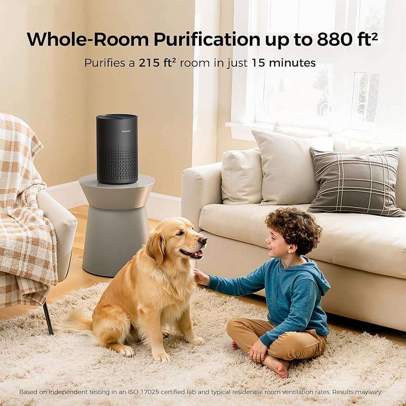 Purivortex Air Purifiers for Bedroom, Quiet Air Purifier with HEPA Filter for Pollen, Smoke, Dust, Pet Dander, Odor, Hair, Ozone Free, Covers Up to 880 Sq Ft, PX500 Black - Image 2
