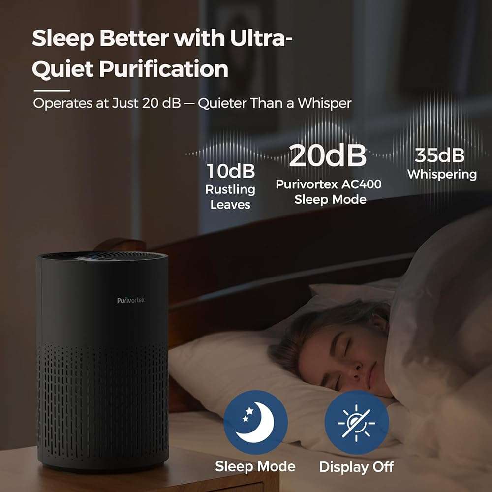 Purivortex Air Purifiers for Bedroom, Quiet Air Purifier with HEPA Filter for Pollen, Smoke, Dust, Pet Dander, Odor, Hair, Ozone Free, Covers Up to 880 Sq Ft, PX500 Black - Image 5