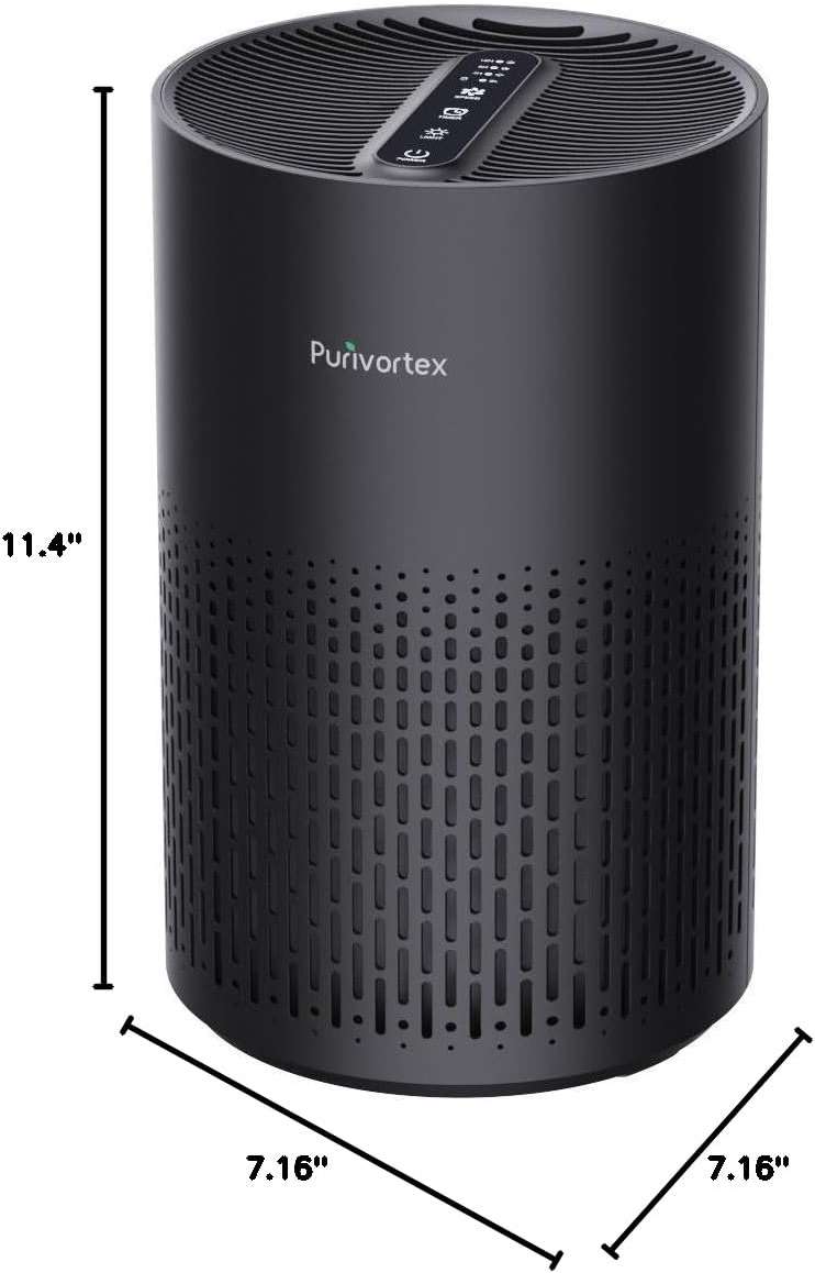 Purivortex Air Purifiers for Bedroom, Quiet Air Purifier with HEPA Filter for Pollen, Smoke, Dust, Pet Dander, Odor, Hair, Ozone Free, Covers Up to 880 Sq Ft, PX500 Black - Image 9