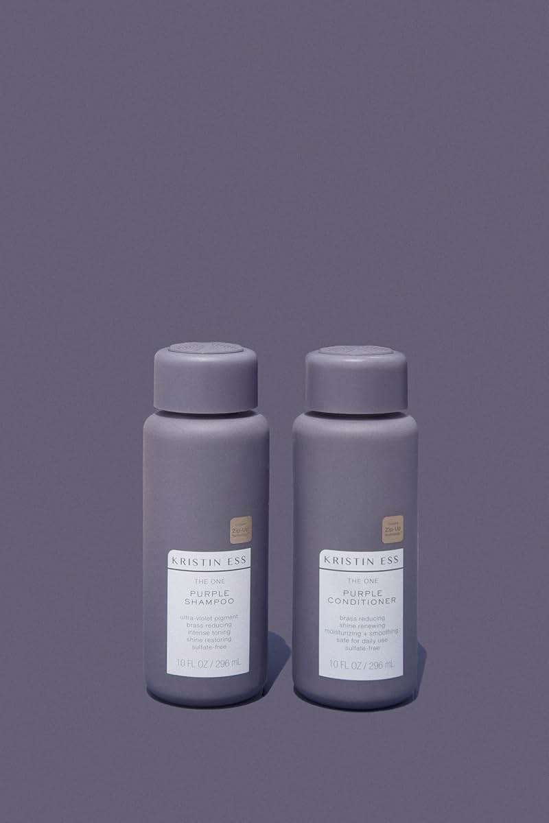 Kristin Ess Hair Purple Shampoo and Conditioner Set for Blonde, Brunette, Silver + Gray Hair, Anti Brass + Yellow Tones, Safe for Color Treated Hair, Sulfate Free Toning Shampoo Conditioner - Image 2