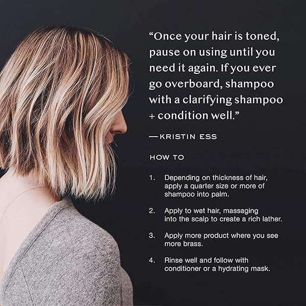 Kristin Ess Hair Purple Shampoo and Conditioner Set for Blonde, Brunette, Silver + Gray Hair, Anti Brass + Yellow Tones, Safe for Color Treated Hair, Sulfate Free Toning Shampoo Conditioner - Image 6