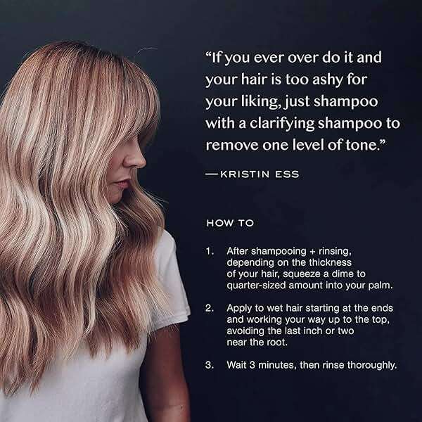 Kristin Ess Hair Purple Shampoo and Conditioner Set for Blonde, Brunette, Silver + Gray Hair, Anti Brass + Yellow Tones, Safe for Color Treated Hair, Sulfate Free Toning Shampoo Conditioner - Image 7