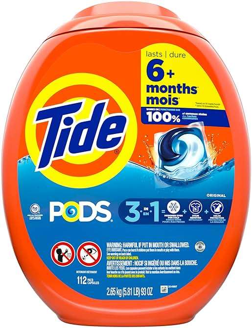 Tide PODS laundry detergent pacs, 3-in-1 Stain Remover, Odor Fighter, Color Protector, 112 Count, HE compatible, Original Scent - Image 12