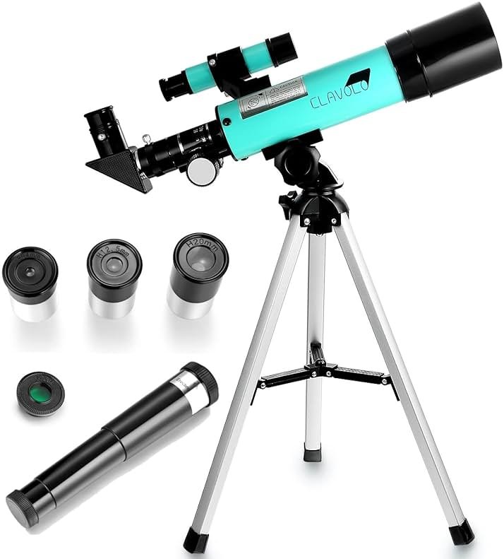 CLAVOLO Refractor Telescope with Finder Scope for Kids & Astronomy Beginners, Travel Telescope with 3 Eyepieces Magnification 18X – 135X - Product Image