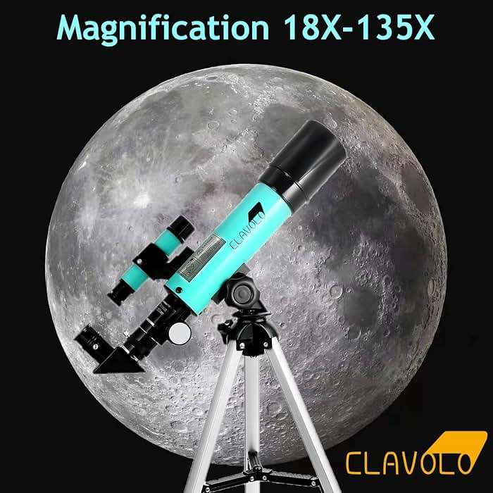CLAVOLO Refractor Telescope with Finder Scope for Kids & Astronomy Beginners, Travel Telescope with 3 Eyepieces Magnification 18X – 135X - Image 2