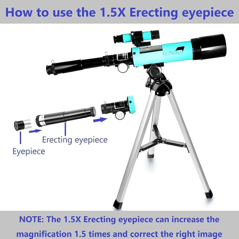 CLAVOLO Refractor Telescope with Finder Scope for Kids & Astronomy Beginners, Travel Telescope with 3 Eyepieces Magnification 18X – 135X - Image 6