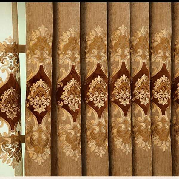 Amidoudou 1 Pair European Luxury Embroidered Curtains for Living Room Bedroom Chenille Curtains (Coffee,51x84 Inch) - Image 5