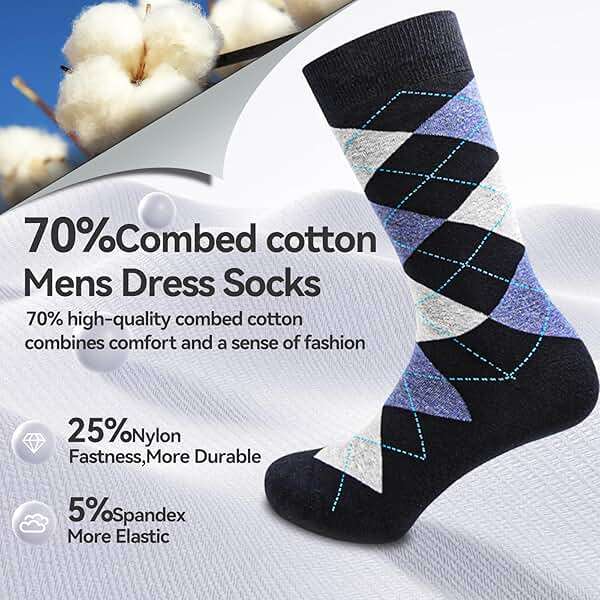 NKMOOS Mens socks size 10-13/9-11/13-15 Cotton Crew funny Colorful work dress socks for men 9-12 gifts for him 6/12 Pairs - Image 2