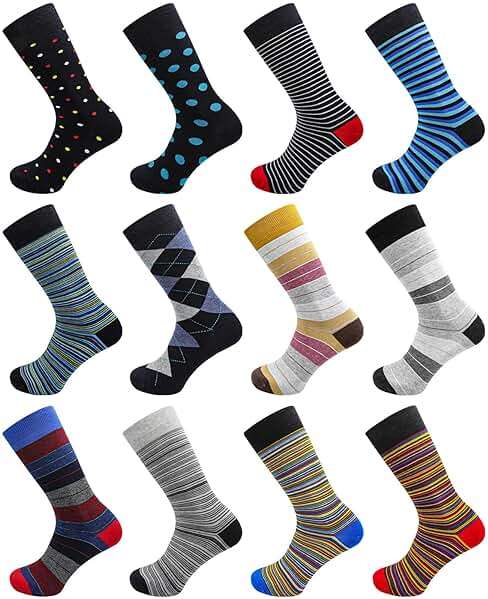 NKMOOS Mens socks size 10-13/9-11/13-15 Cotton Crew funny Colorful work dress socks for men 9-12 gifts for him 6/12 Pairs - Image 7