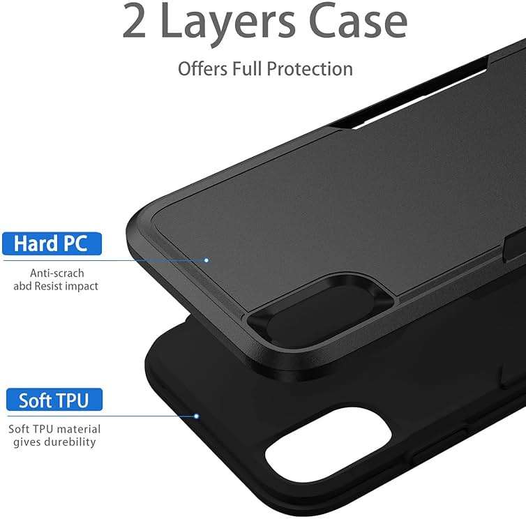 Hsefo Compatible with iPhone XR Case, Heavy Duty Protection Shockproof Dropproof Dustproof Anti-Scratch Phone Case Cover for xr -Black - Image 2