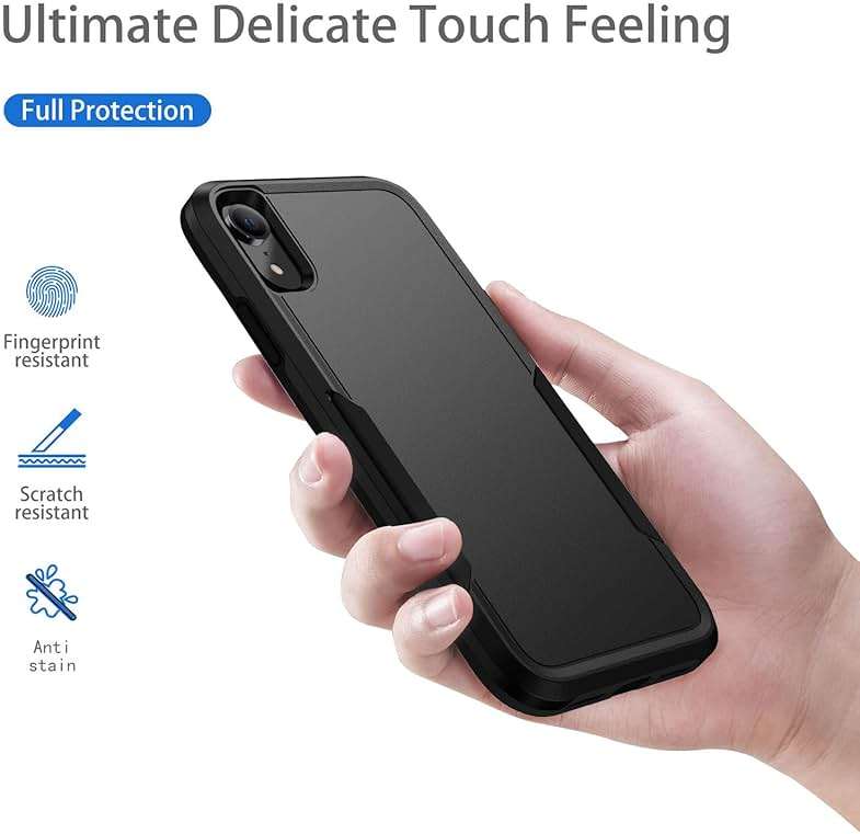 Hsefo Compatible with iPhone XR Case, Heavy Duty Protection Shockproof Dropproof Dustproof Anti-Scratch Phone Case Cover for xr -Black - Image 5