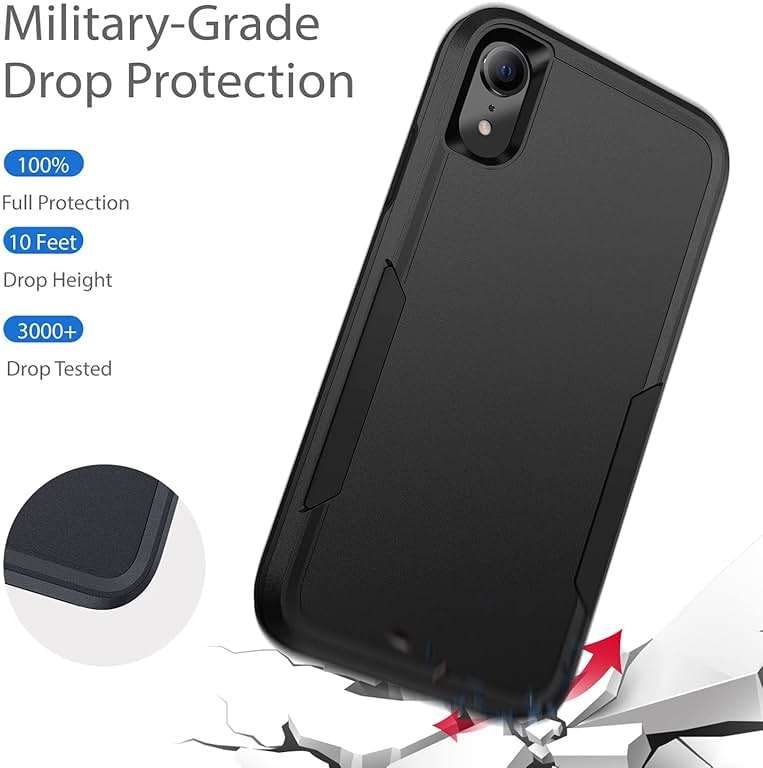 Hsefo Compatible with iPhone XR Case, Heavy Duty Protection Shockproof Dropproof Dustproof Anti-Scratch Phone Case Cover for xr -Black - Image 6