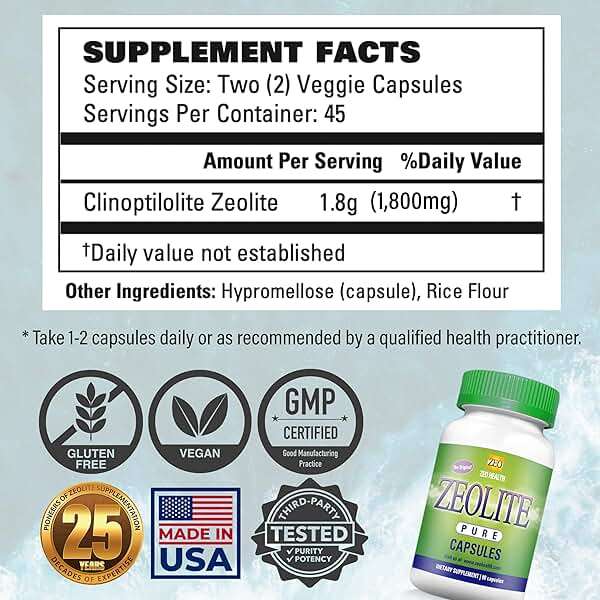 Zeolite Pure Capsules | Zeolite Detox, Extra Strength | Pure, Full Body Cleanse for Women, Men | Activated Organic, Food Grade Clinoptilolite Powder 94%, 90 Caps (81 Grams), 6 Wk to 3 Mo Supply - Image 5