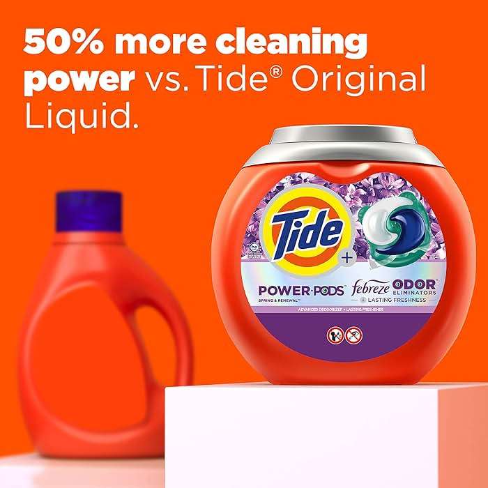 Tide Power Pods Laundry Detergent Pacs with Febreze, 32 Count, Spring & Renewal Scent, Febreze Freshness with Odor Eliminators - Image 6