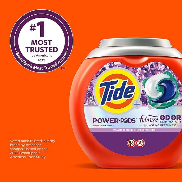Tide Power Pods Laundry Detergent Pacs with Febreze, 32 Count, Spring & Renewal Scent, Febreze Freshness with Odor Eliminators - Image 7