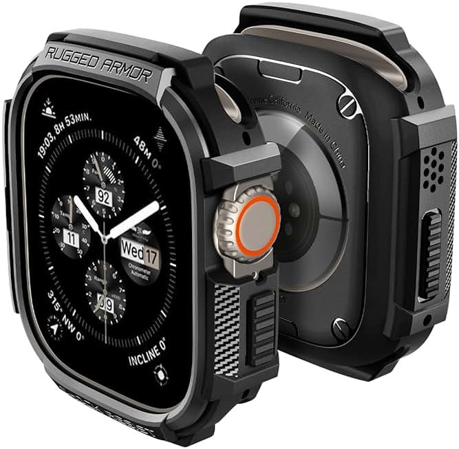 Spigen for Apple Watch Ultra 3/2/1 Case, Rugged Armor 49mm Durable TPU Cover - Black - Product Image