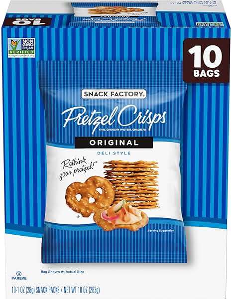 Snack Factory Pretzel Crisps, Original, 1 Oz Snack Bags, 10 Ct - Image 1