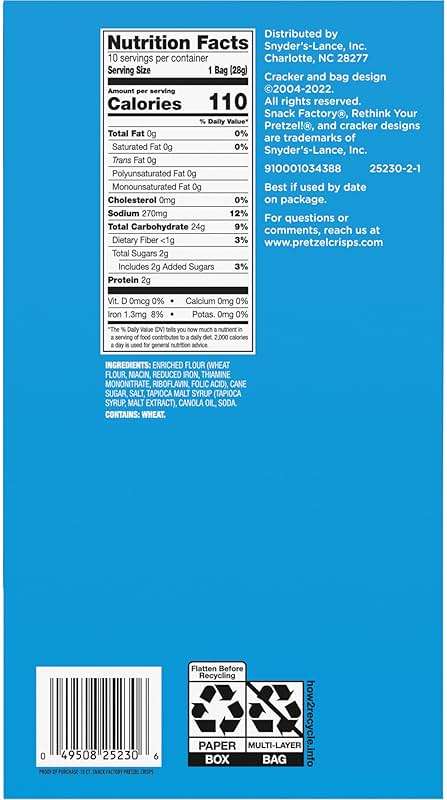 Snack Factory Pretzel Crisps, Original, 1 Oz Snack Bags, 10 Ct - Image 5