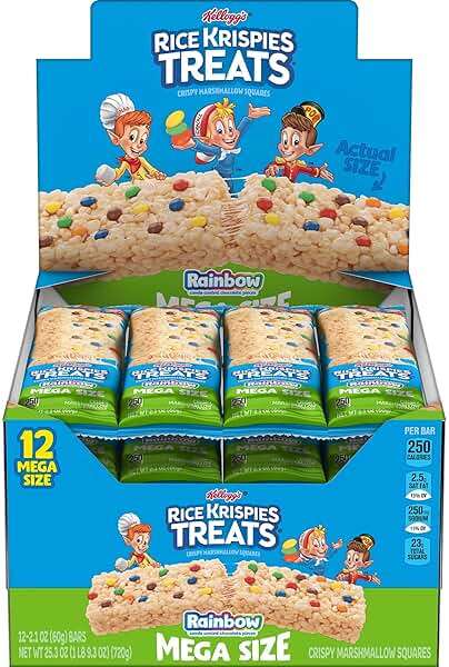 Rice Krispies Treats Mega Bars Large Marshmallow Snack Bars, Kids Snacks, Rainbow, 25.3oz Box (12 Count) - Image 2