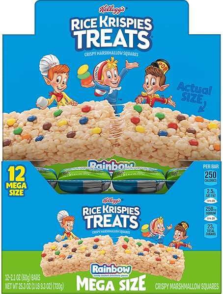 Rice Krispies Treats Mega Bars Large Marshmallow Snack Bars, Kids Snacks, Rainbow, 25.3oz Box (12 Count) - Image 7