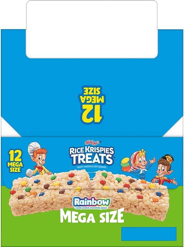 Rice Krispies Treats Mega Bars Large Marshmallow Snack Bars, Kids Snacks, Rainbow, 25.3oz Box (12 Count) - Image 8
