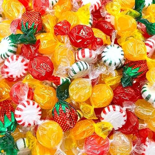 Hard Candy Party Mix | 6 Pound Bulk Bag | Starlight Mints, Strawberry, Cinnamon, Butterscotch, Fruit Flavors | Hard Candy Individually Wrapped - Approx. 450 Count - Product Image