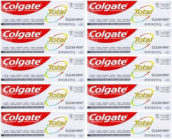 Colgate Total Toothpaste, Clean Mint, Travel Size 0.88 oz (24.9g) - Pack of 1010 - Product Image