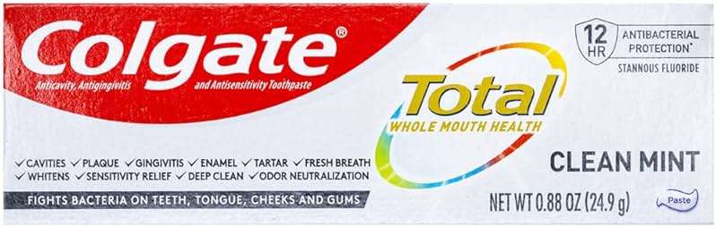 Colgate Total Toothpaste, Clean Mint, Travel Size 0.88 oz (24.9g) - Pack of 1010 - Image 2