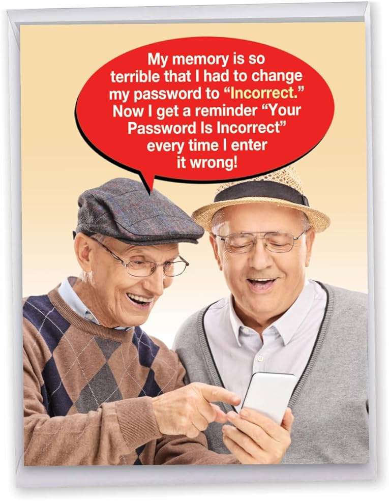 NobleWorks Oversize Funny Birthday Greeting Card From Us 8.5 x 11 Inch with Envelope (1 Card) Incorrect Password-Men J7955BDG-US - Image 1