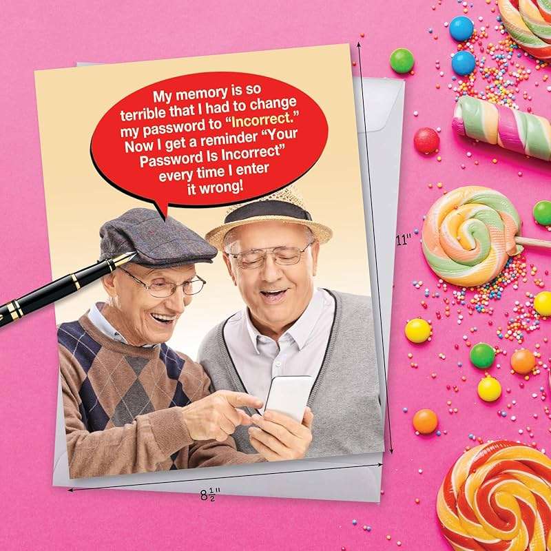 NobleWorks Oversize Funny Birthday Greeting Card From Us 8.5 x 11 Inch with Envelope (1 Card) Incorrect Password-Men J7955BDG-US - Image 2