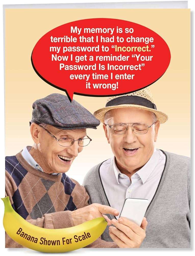 NobleWorks Oversize Funny Birthday Greeting Card From Us 8.5 x 11 Inch with Envelope (1 Card) Incorrect Password-Men J7955BDG-US - Image 7