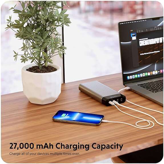 HyperJuice 245W USB-C 100Wh Battery Pack, M1 MacBook, iPad, iPhone, and More, Fast Charger Type C 27000 mAh Power Bank, Portable Charger - Image 3