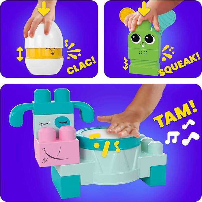 Mega Bloks Fisher-Price Toddler Building Blocks Toy Set, Musical Farm Band with 40 Pieces and 6 Music Sheets, Ages 1+ Years - Image 4
