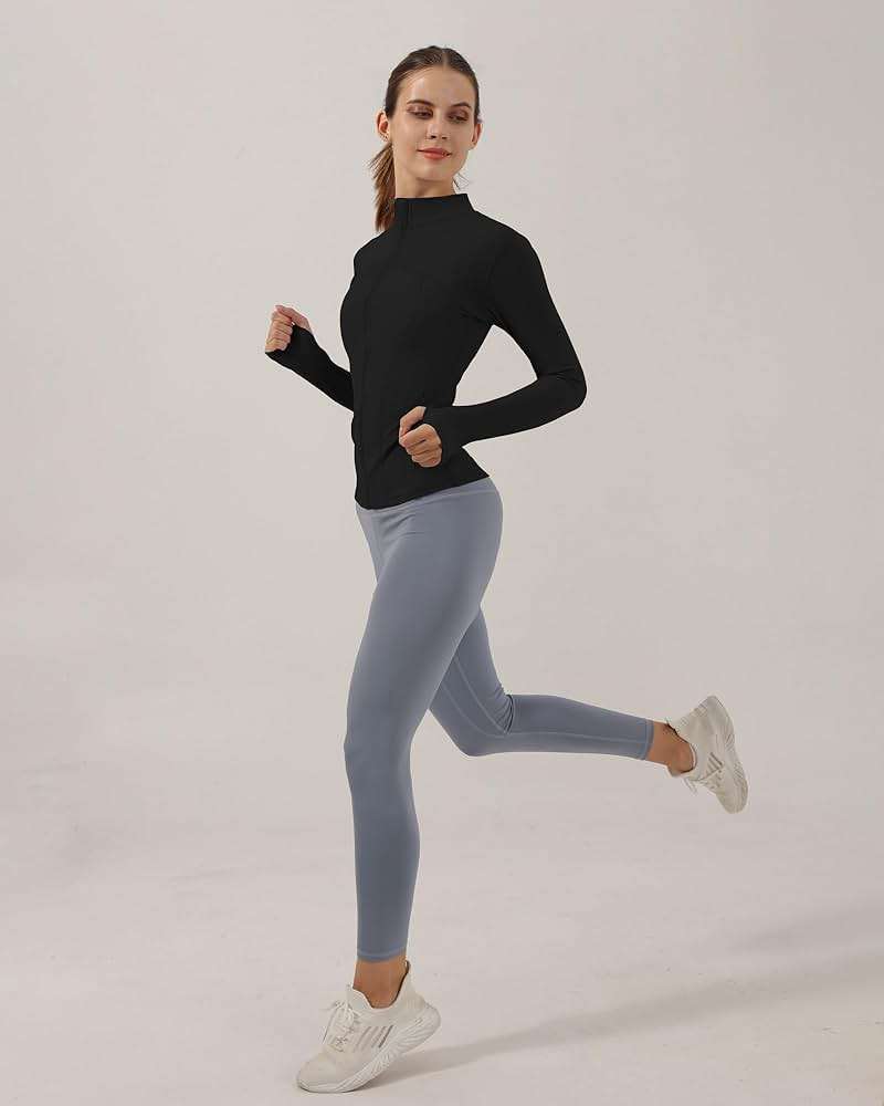 Locachy Women's Slim Fit Full Zip Athletic Running Sports Workout Jacket with Thumb Holes - Image 6
