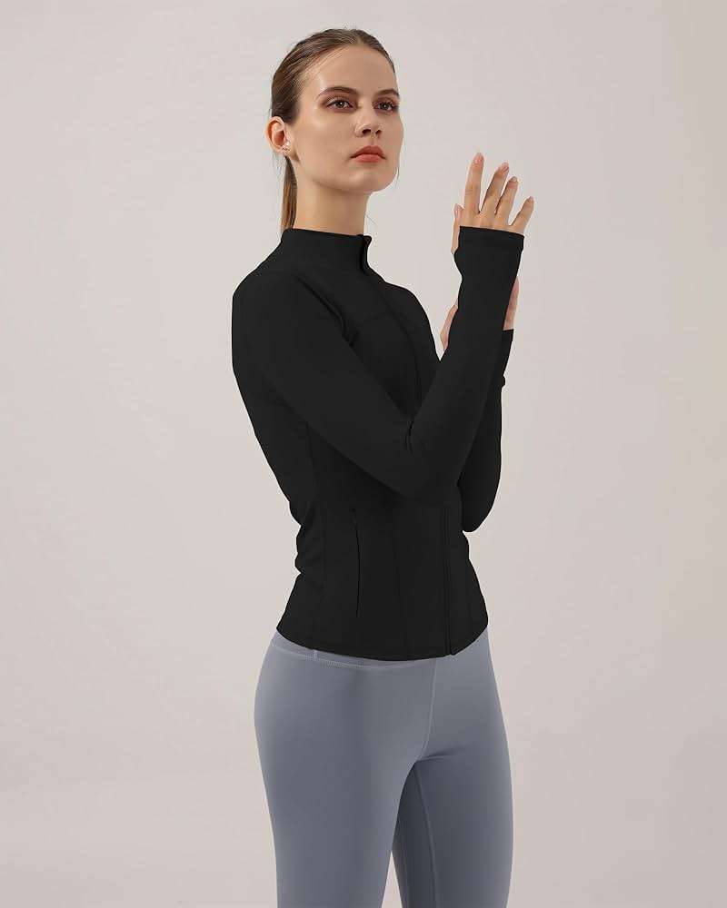 Locachy Women's Slim Fit Full Zip Athletic Running Sports Workout Jacket with Thumb Holes - Image 7