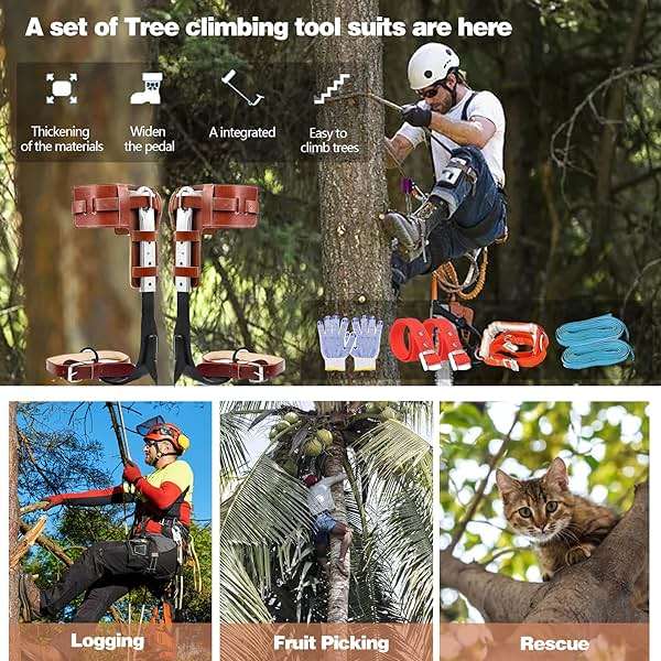Tree Climbing Spikes, Cow Leather Tree Climbing Spikes Set Height Adjustable Tree Climbing Gear Pole Forging Tree Climbing Tool for Outdoor Jungle Survival Fruit Picking - Image 5