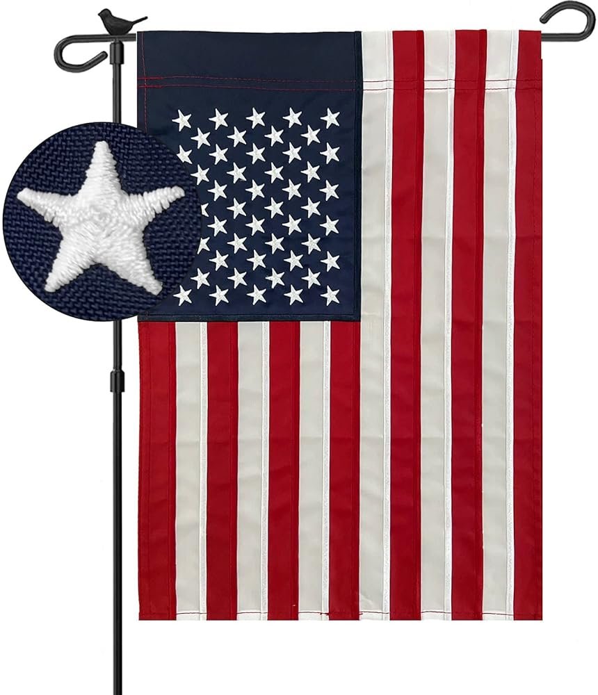 Bradford Embroidered American Garden Flag 12x18 Double Sided, Small American USA Garden Flag for Outside America Yard Lawn Heavy Duty - Product Image