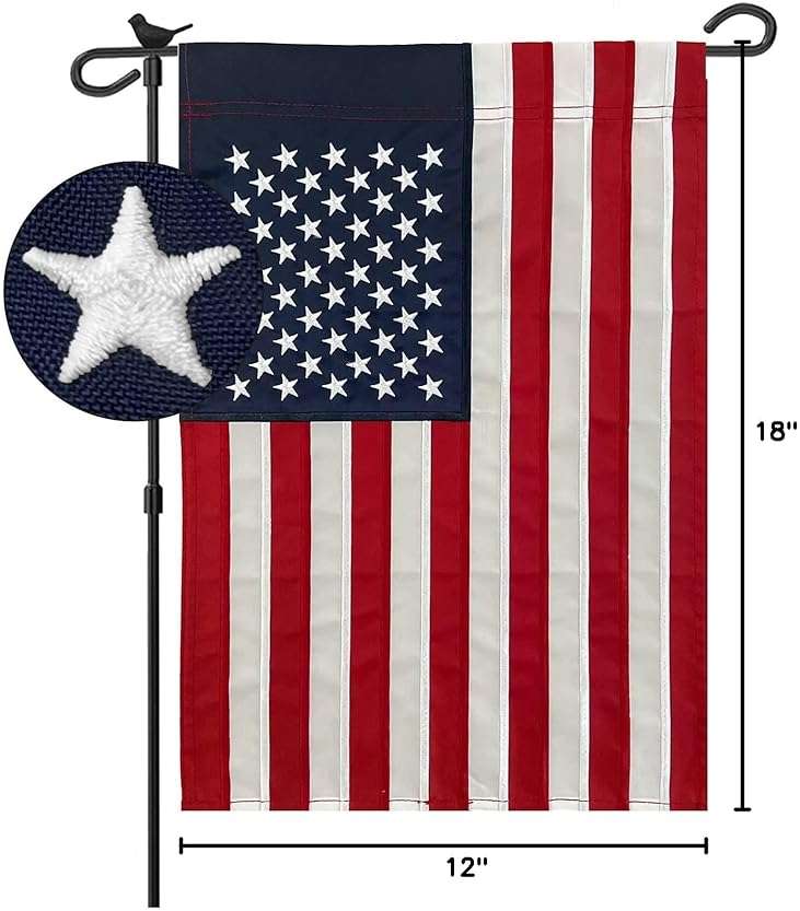 Bradford Embroidered American Garden Flag 12x18 Double Sided, Small American USA Garden Flag for Outside America Yard Lawn Heavy Duty - Image 2