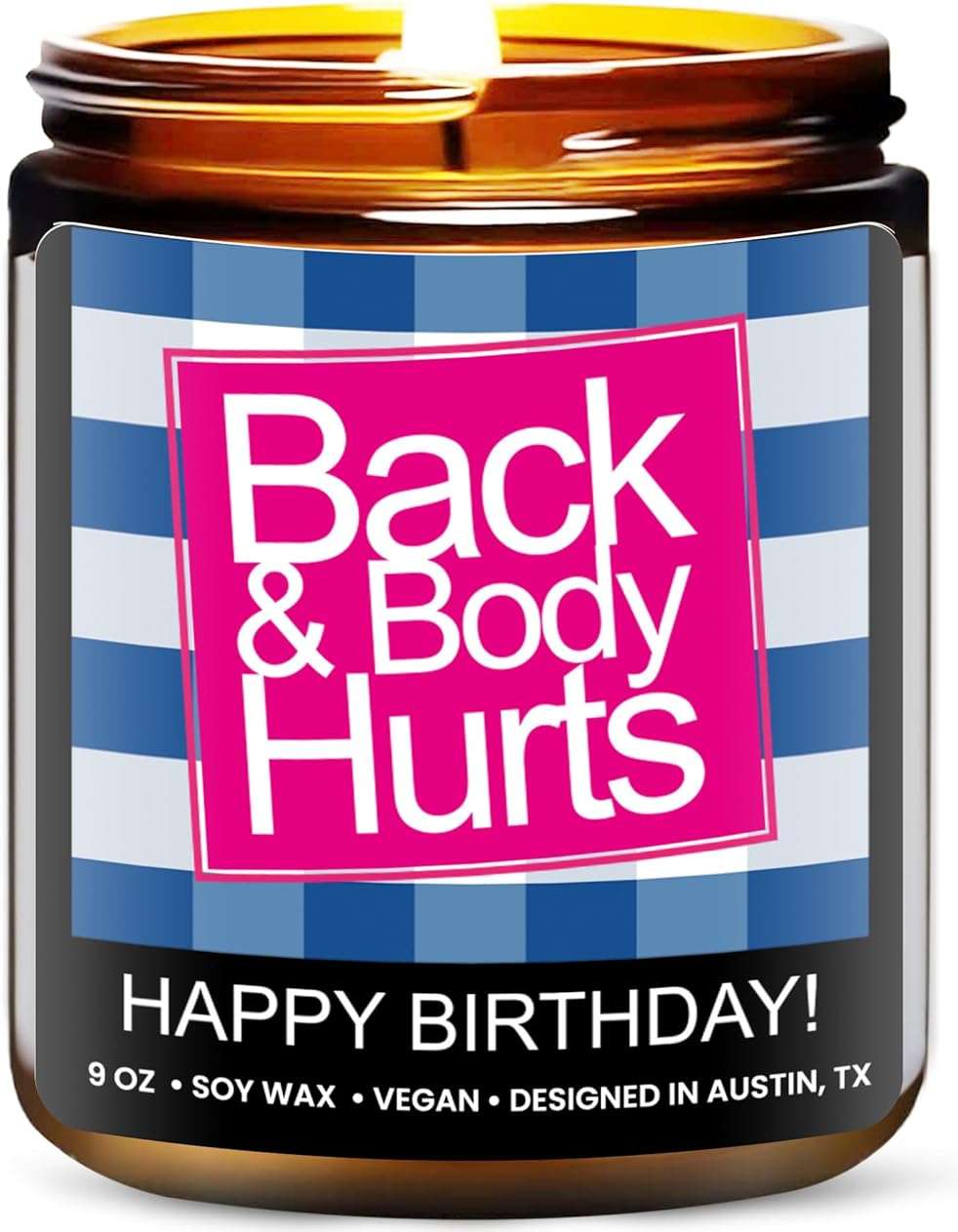 Funny Happy Birthday Candle, Unique Happy Birthday Gifts for Women and Men, Fun Gift Ideas for 30th, 40th, 50th and 60th Birthdays, Back and Body Hurts Candle, Long-Lasting Scent, Gift-Ready - Image 1